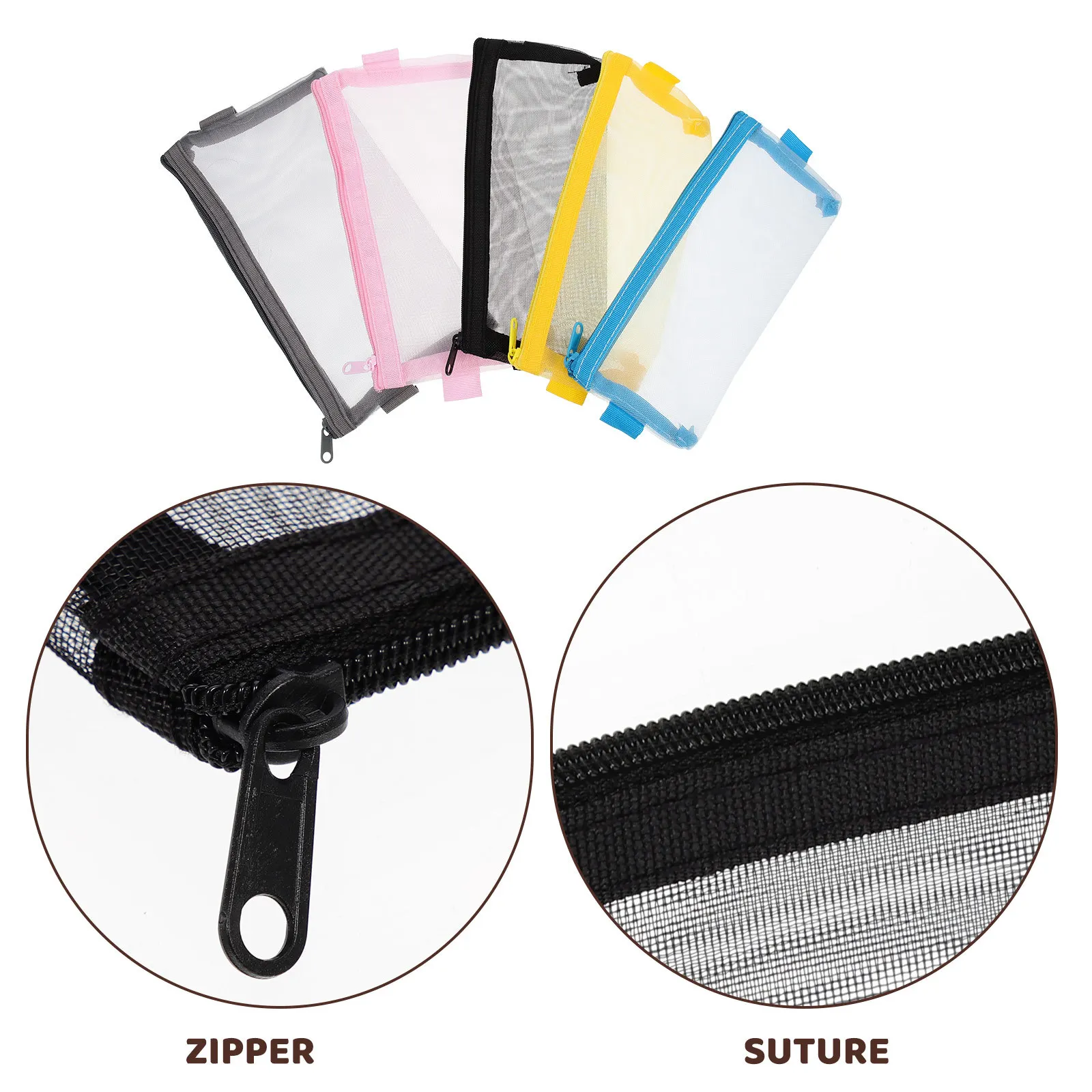 5 قطع من أكياس أقلام الرصاص ذات سعة كبيرة منظم قرطاسية محمول بسحاب مقلمة لتخزين أقلام المكتب والطلاب والمعلمين