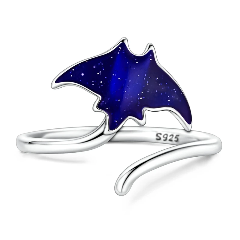 2026 New 925 Sterling Silver Luminous Devil Fish Open Ring For Women Fashion Exquisite Anniversary Jewelry Gifts