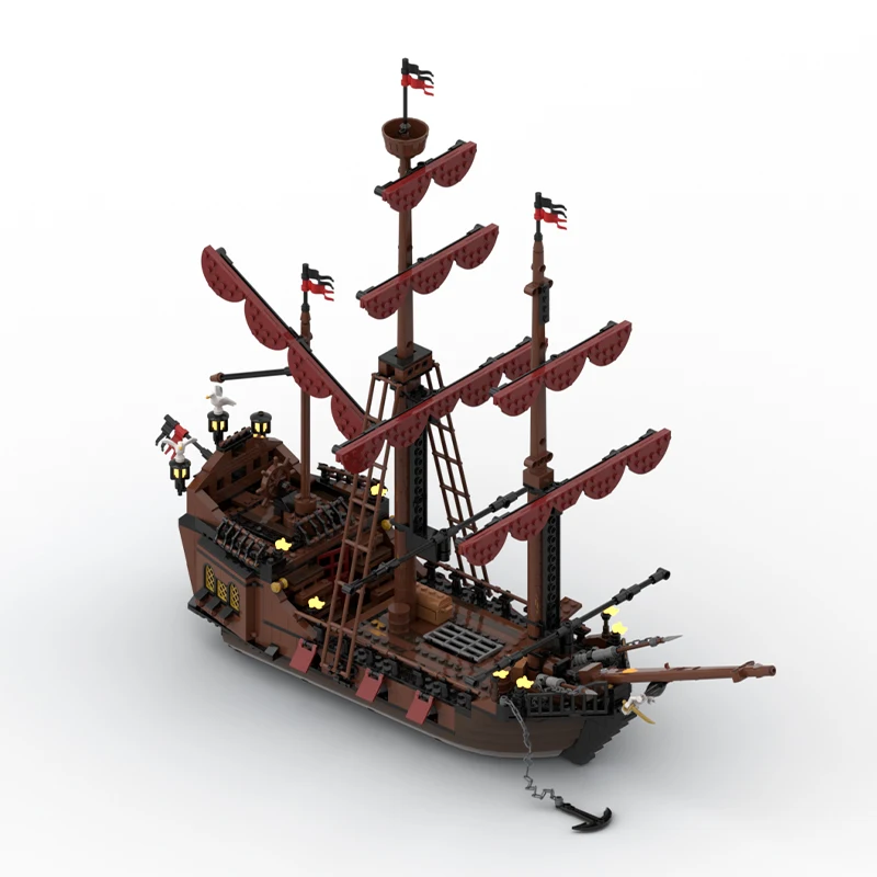 New 1089PCS medieval Pirates World MOC Port Sauvage: Loup de Mer pirate ship model creative ideas child Toy birthday Gift blocks