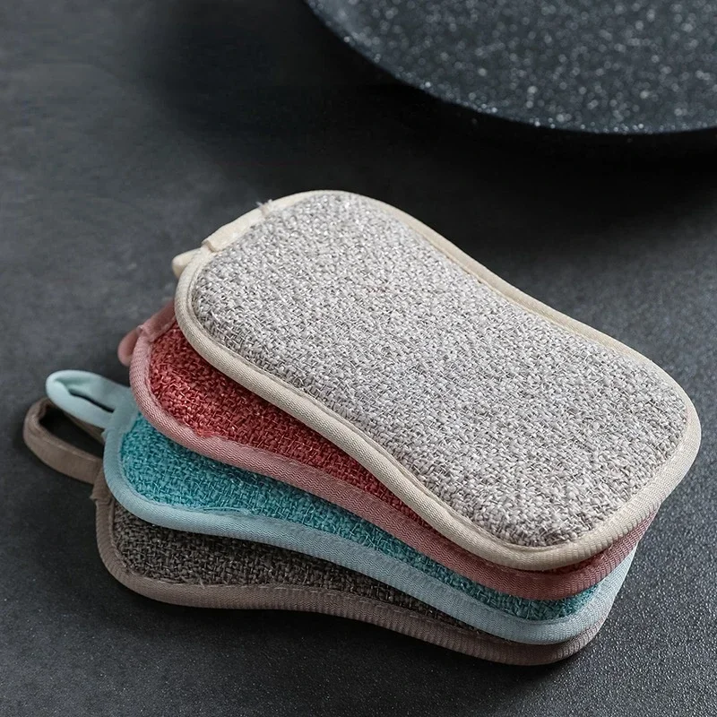 Dishwashing Sponge Block Kitchen Non-stick Oil Brush Pot Household Dish Cloth Double-sided Cleaning Cotton Scouring Pad