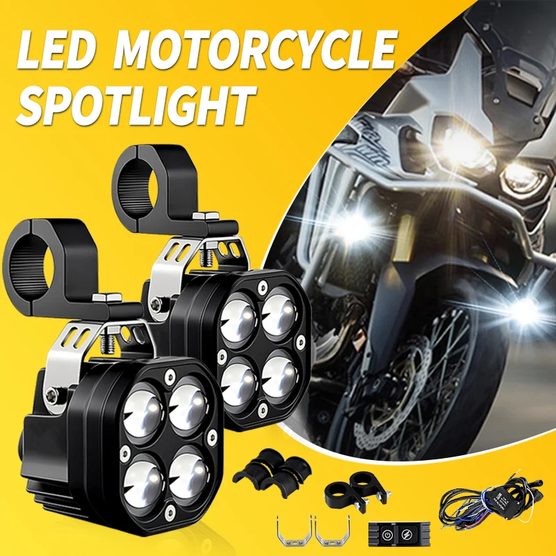 

1 комплект светодиодной фары для мотоцикла для BMW R1200GS F800GS F700GS F650 K1600, универсальная супер яркая фара, белая/желтая противотуманная фара