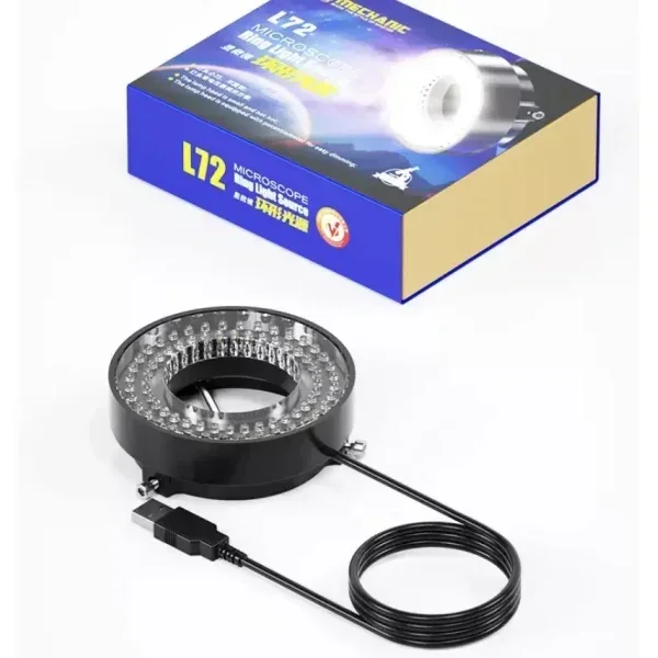 Imagem -02 - Mecânico Led Stereo Microscópio Luz Anel Brilho Ajustável Usb Iluminador para Reparo de Solda Pcb 64 72 144