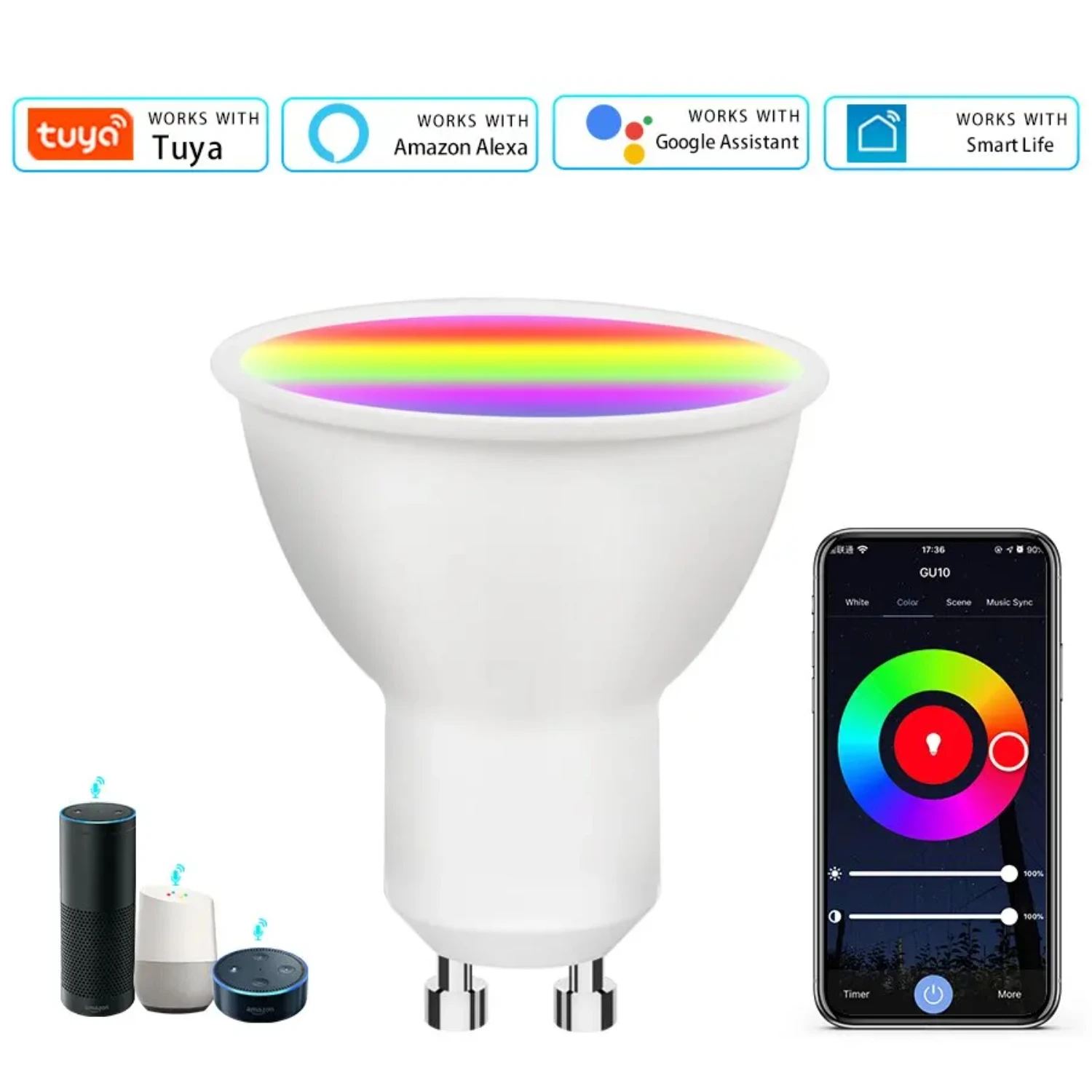 Wifi Led Spotlight GU10 Smart Led Light Bulb Alexa Lamp Bluetooth 9W RGB CW WW 220V APP Voice Control Smart Life