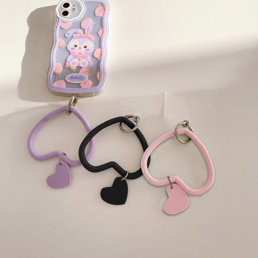 Anti-Lost Love Heart Keychain Mobile Phone Strap Ring Pendant Phone Hanging Lanyard Soft Silicone Wristband Bracelet Accessories