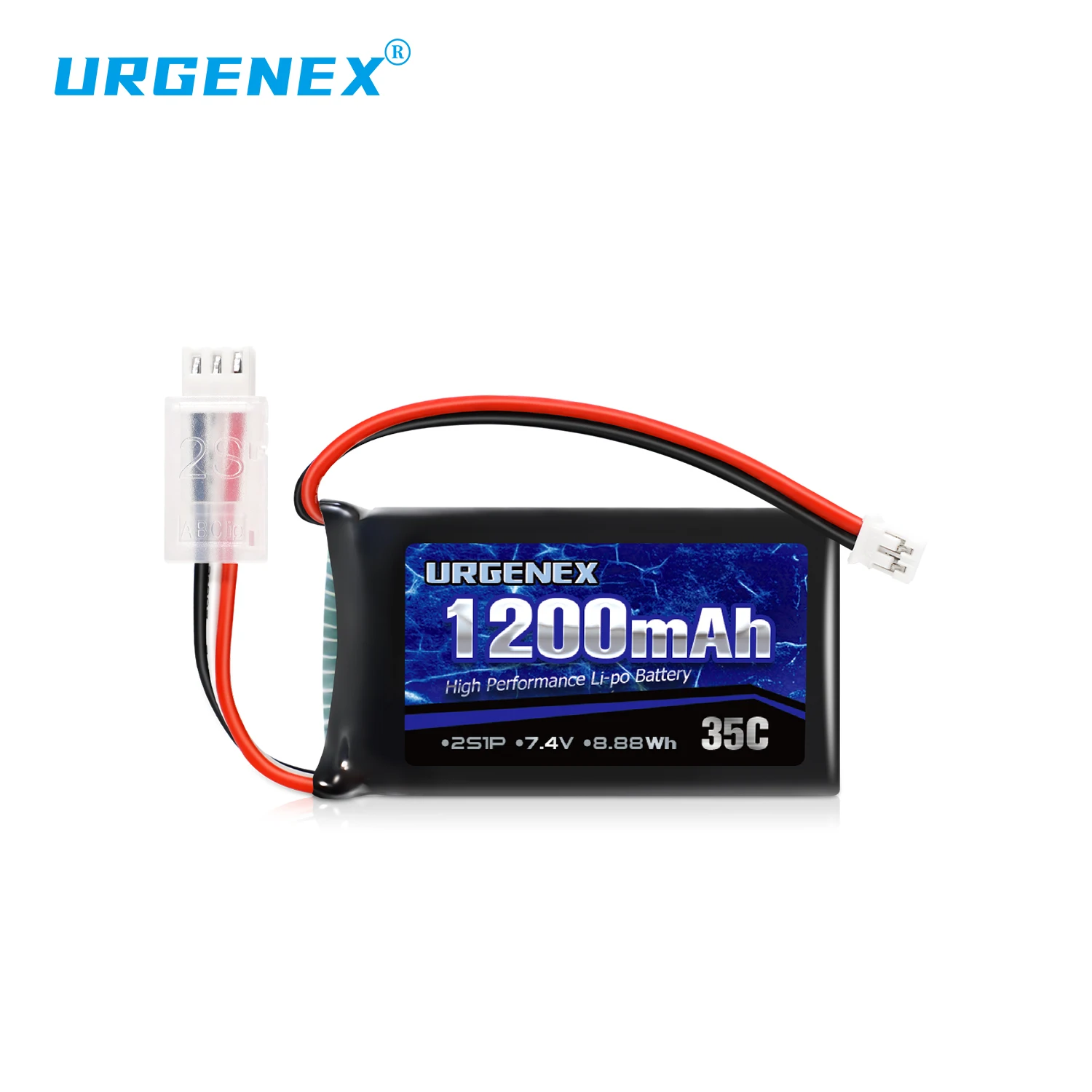 URGENEX SCX24 Battery 7.4V Lipos 2S 35C(Burst 70C) 1200mAh Rechargeable Lithium Battery with PH2.0 Plug Compatible with Most 1/1