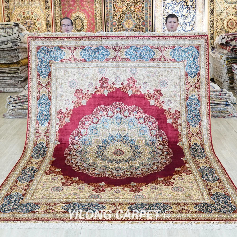 8'x10' Nanyang Factory Handknotted Persian Style Handmade Art Silk Carpet (ZQG643A)