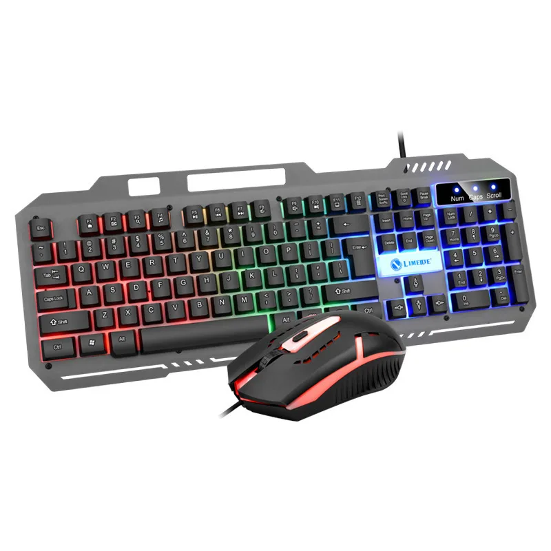 

Metal Gaming Keyboard And Mouse Combo Set RGB LED Luminous 104-Key Wired Gamer Keyboard Mouse Set For Notebook Laptop PC Desktop