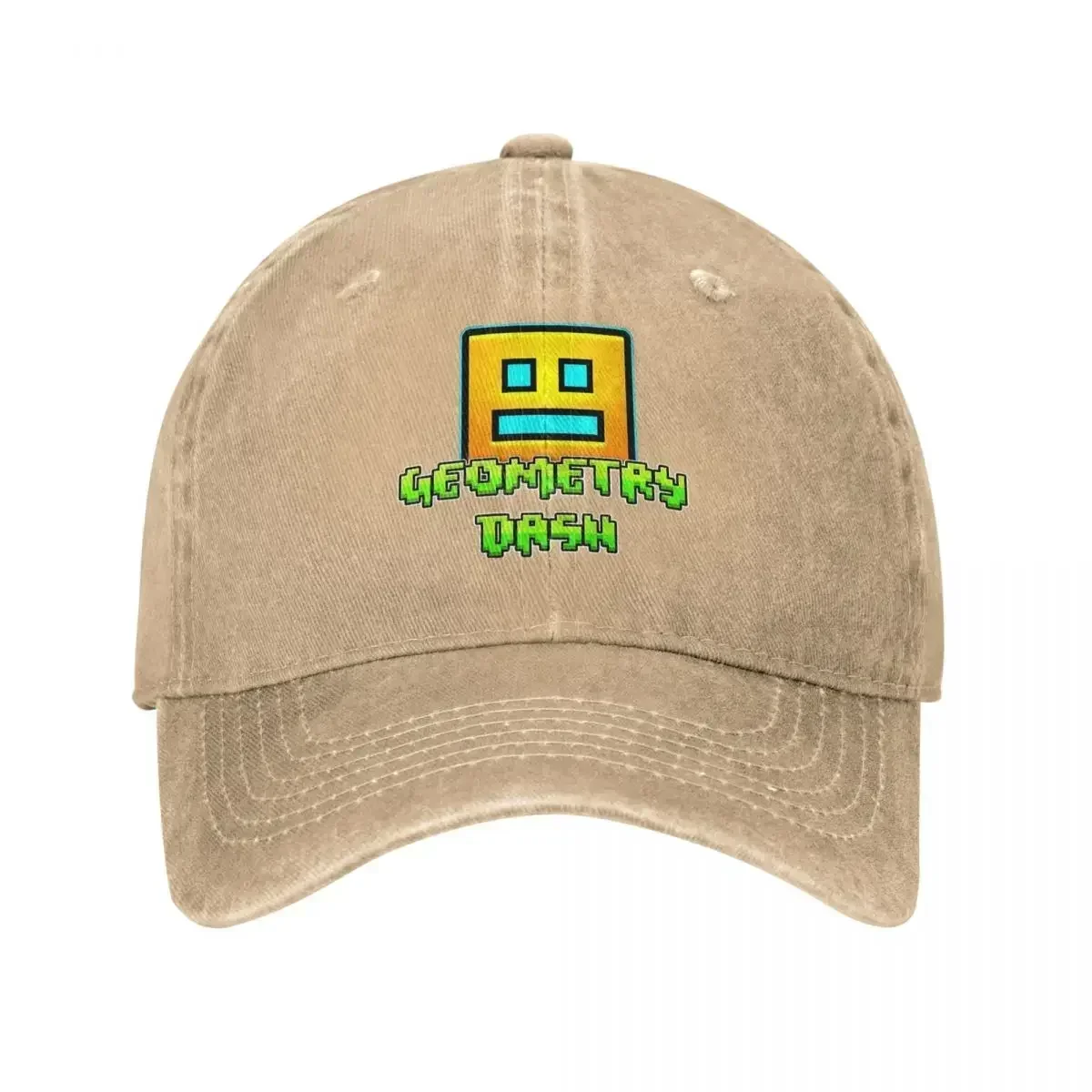 Geometry Dash Distressed Denim Washed Caps Hat Adjustable Fit Snapback Hat Geometric Dash App Fun Games Men Women Baseball Cap