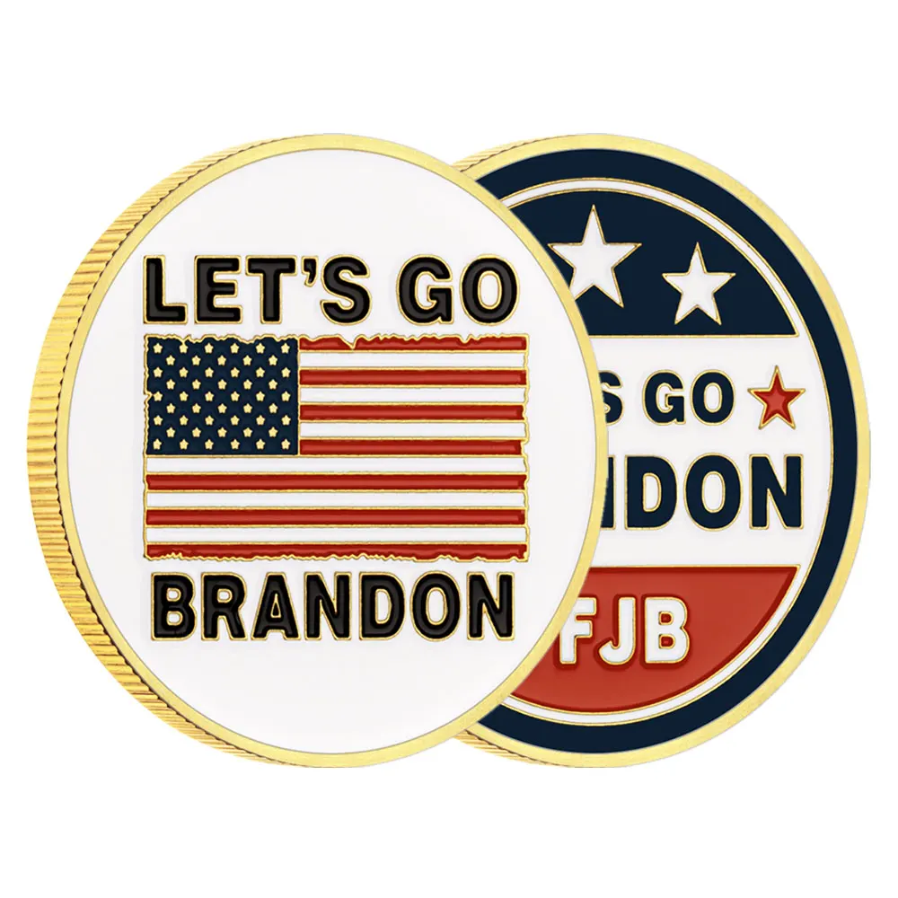 New Let Us Go Brandon Gold Plated Collectible Coin The United States Flag Military Commemorative Coins Badge