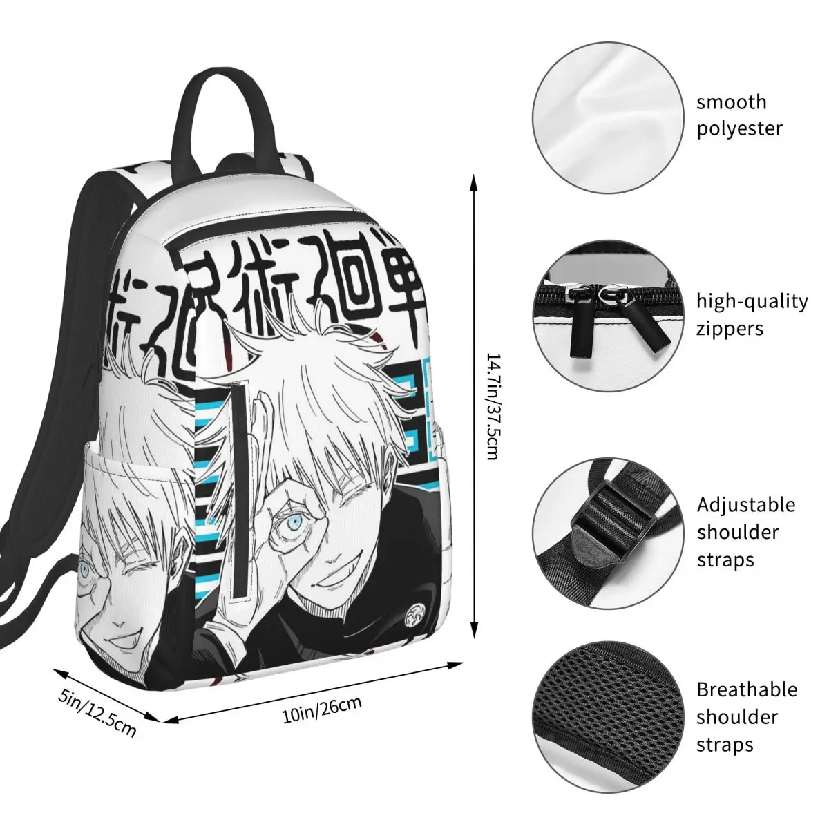 Gojo Satoru Anime Jujutsu Kaisen Backpack Student BookBag Children School Bag Computer Shoulder Bags Boys Girls