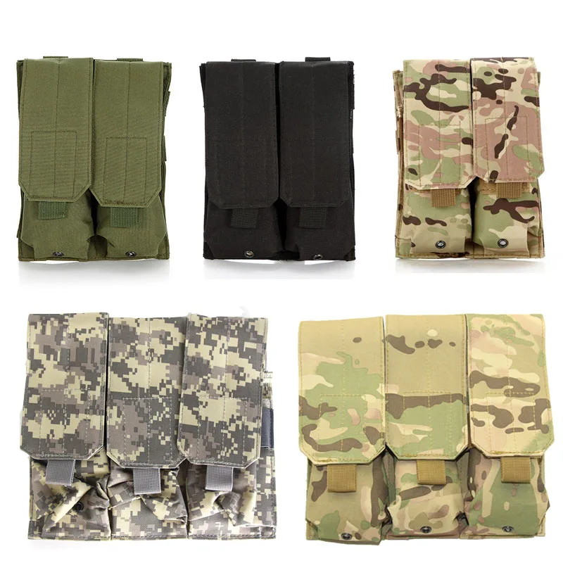 Molle 5.56mm 7.62mm Magazine Pouch Double Triple Bag AK47 74 M4 AR 15 Nylon Mag Bag Hunting Accessories Pack