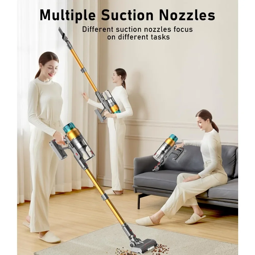 مكنسة كهربائية لاسلكية قابلة للتخصيص بقدرة 600 وات و55 كيلو باسكال، ما يصل إلى 55 دقيقة، مكانس كهربائية للمنزل قابلة لإعادة الشحن على الحائط OLED