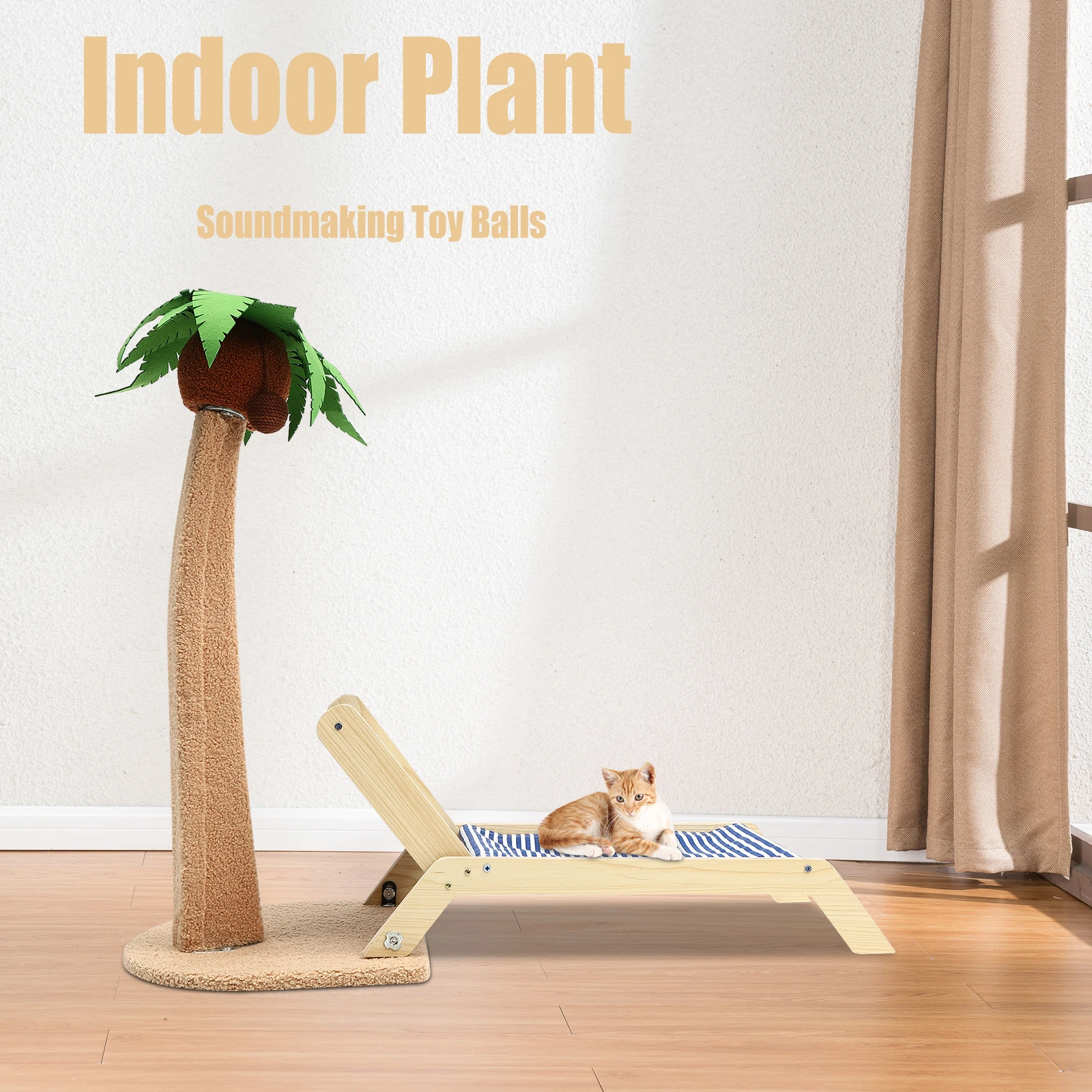 

Coconut Tree Tent Beach Chair Breathable Cat Hammock Scratching Easy Installation Post Multi-functional Pet House Kitten Bed