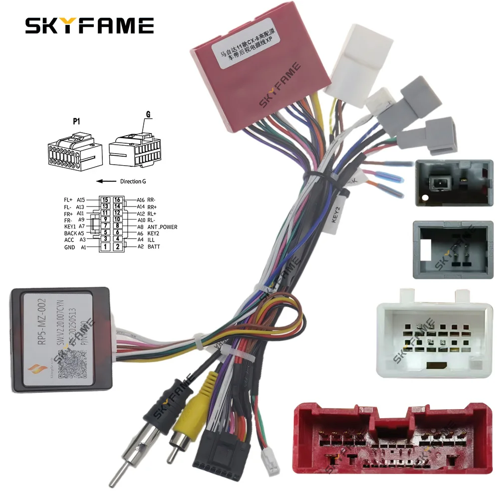 SKYFAME Car 16pin Wiring Harness Adapter Canbus Box Decoder For Mazda 3 CX-7 CX-9 CX-5 Mazda 8 RP5-MZ-002 MZ-SS-06