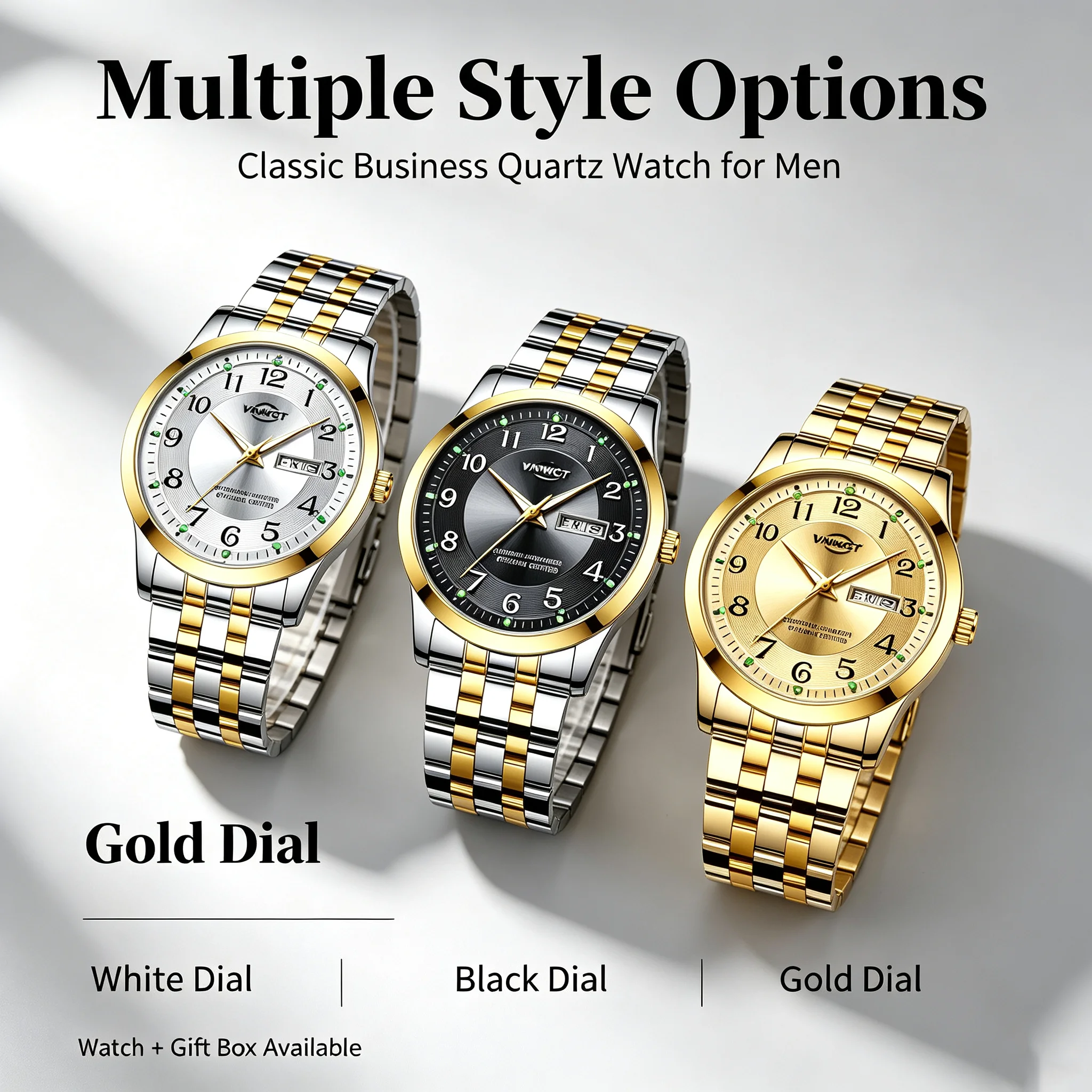 Men's Watch Stainless Steel Band Fashion Luminous Quartz Watch for Man Dual Calendar Male Clock Reloj Hombre Clock
