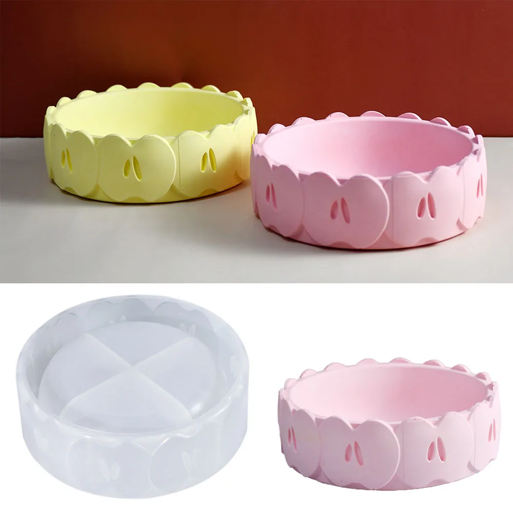 

Round Tray Silicone Molds Diy Apple Flowerpot Candle Jar Mold Storage Box Concrete Gypsum Resin Mould Gypsum Mold