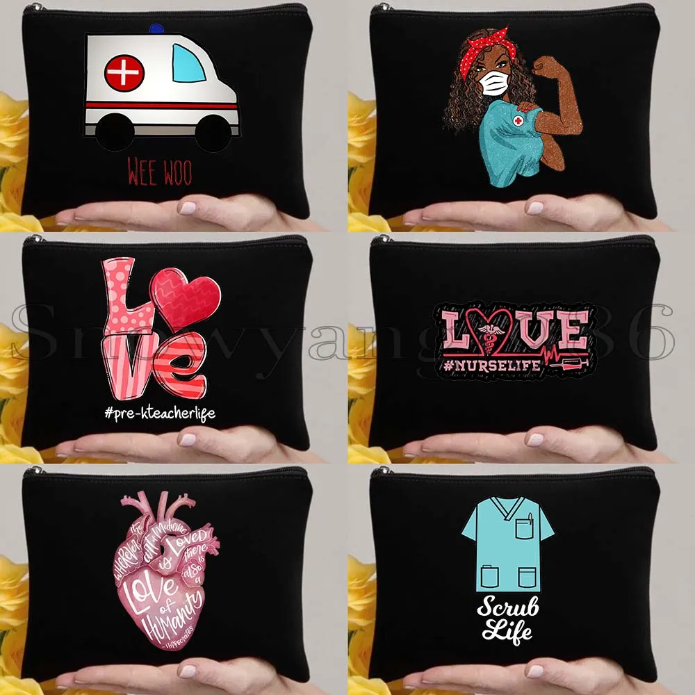 

6pcs Medical Nurse Gift Scrub Life Stethoscope Nursing Funny Anatomy Ambulance Organ Heart Storage Cosmetic Makeup Case Pouch