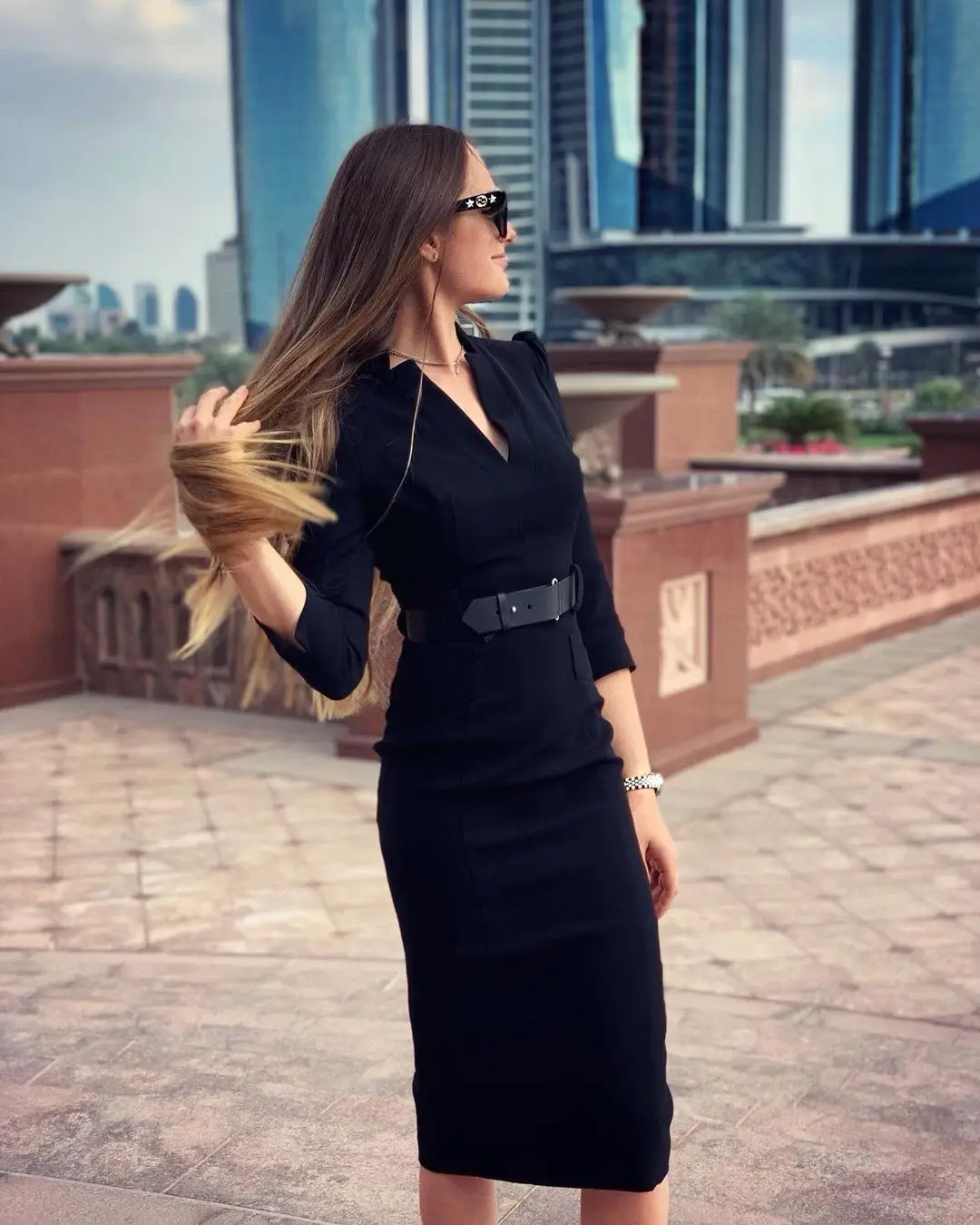 

Women's Long Sleeve Wrap Bodycon Dress Slimming High Waist Design Sensation Little Black Dress Spring Summer Autumn Fashion