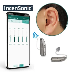 IncenSonic Prothèses auditives OTC auto-adaptées, aide auditive Bluetooth, aide auditive douce à modérée, aide auditive avec ajustement invisible, soutien du bruit, taille Eco os