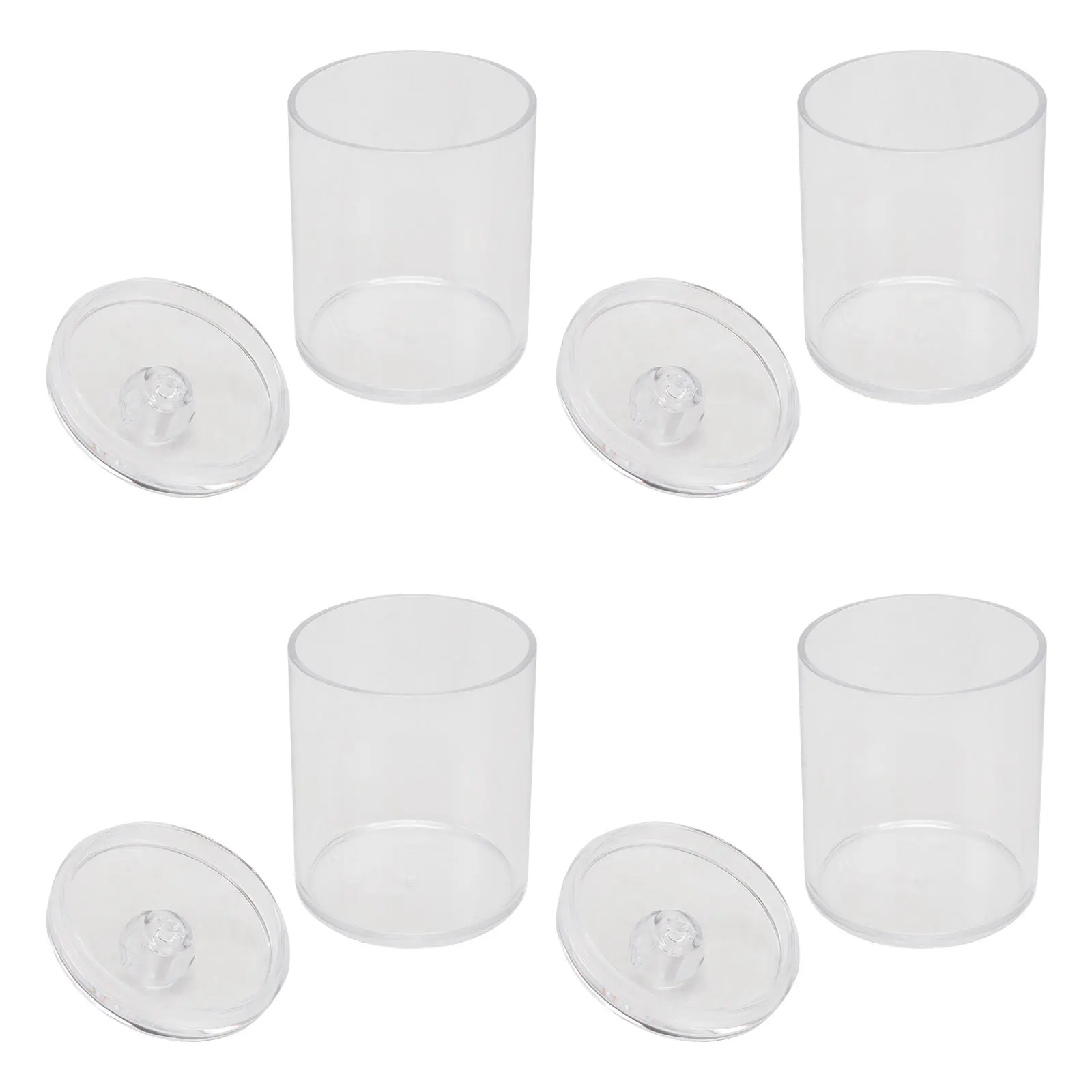 

4pcs Cotton Bottle Plastic Smooth Storage Container Storage Box Transparent Lid Candy Snack Toothpick Swab Home Bedroom