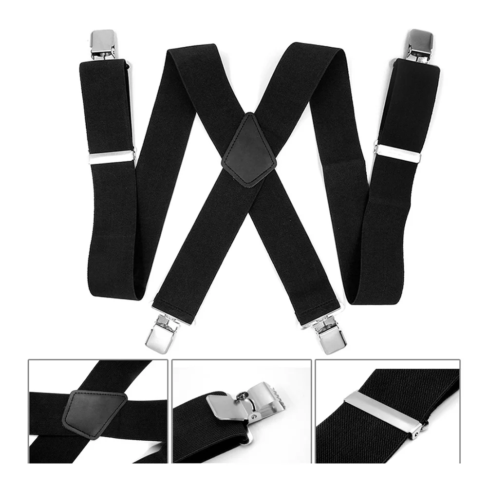 Suspensórios Ajustáveis para Calças Masculinas com 4 Clips, Design Leve e Moderno para Uso Diário Confortável