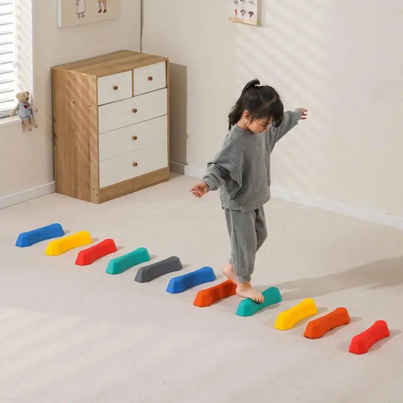 

Kids Stepping Stones Balance Rainbow Balancing Stones Non-slip Textured 6PCS Portable Obstacle Course Indoor Outdoor Step Stones