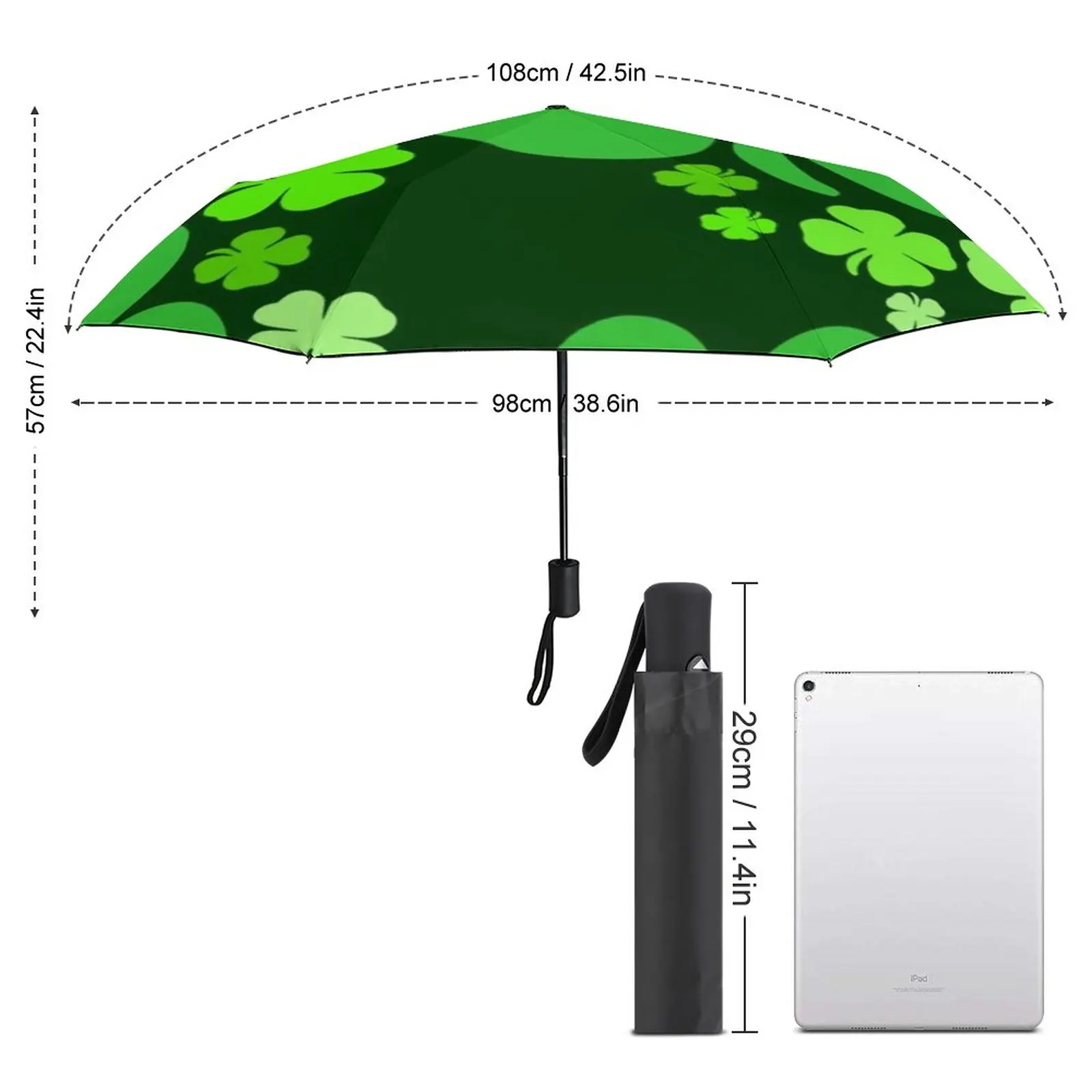 St Patrick's Day Umbrella Lucky Shamrocks ST Patricks Celebrate Automatic Protection Umbrella Beautiful Sun Reinforced Umbrella