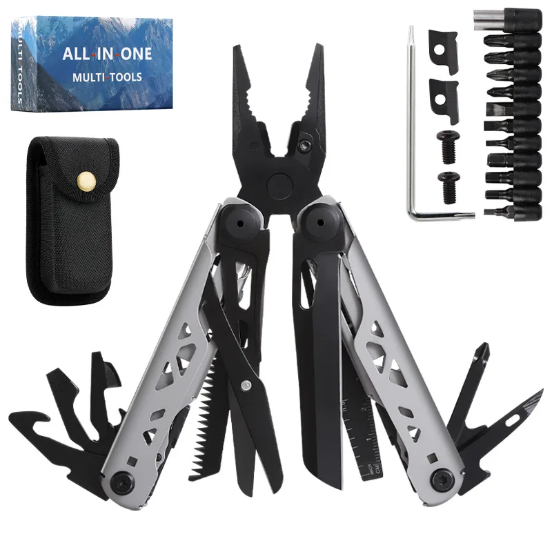 

New Russian best-selling multi-functional outdoor sharp-nosed 280g pliers camping folding knife and scissors set of tools