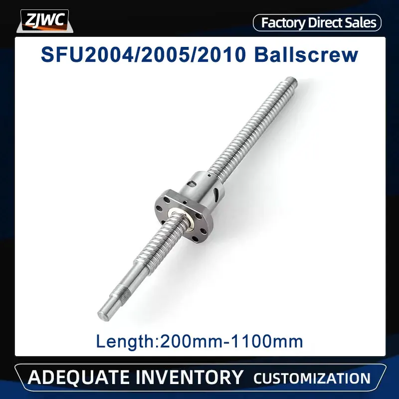 

1pc Ball Screw SFU2004 SFU2005 SFU2010 200mm 500mm 800mm 1000 1100mm Ballscrew roller 20mm RM2005 Insert Ball Nut for CNC Parts