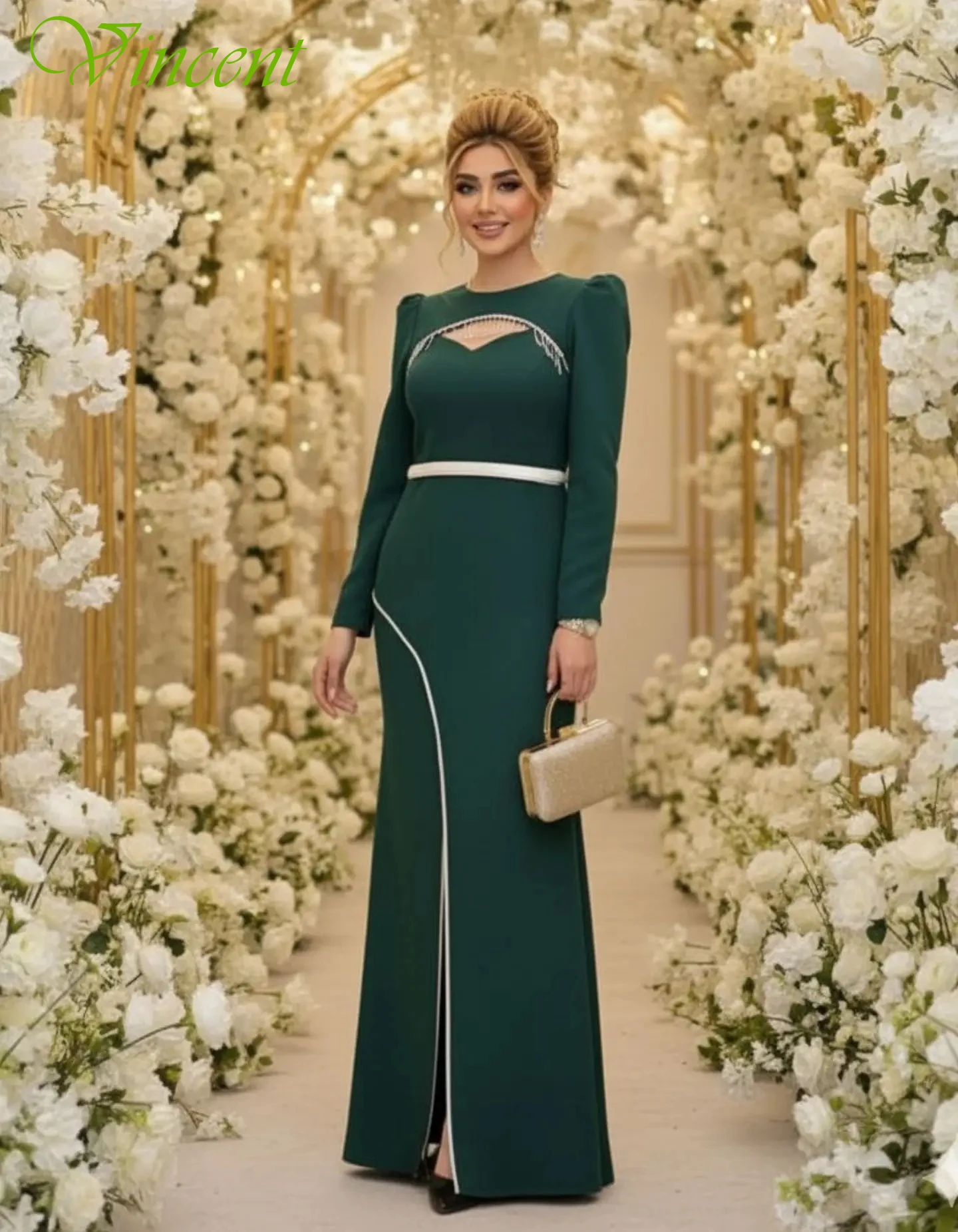 

Customized Straight Crew Neck Elegant Graceful Evening Dress Classic Delicate Celebrity Gowns Modern High Quality Party Dress