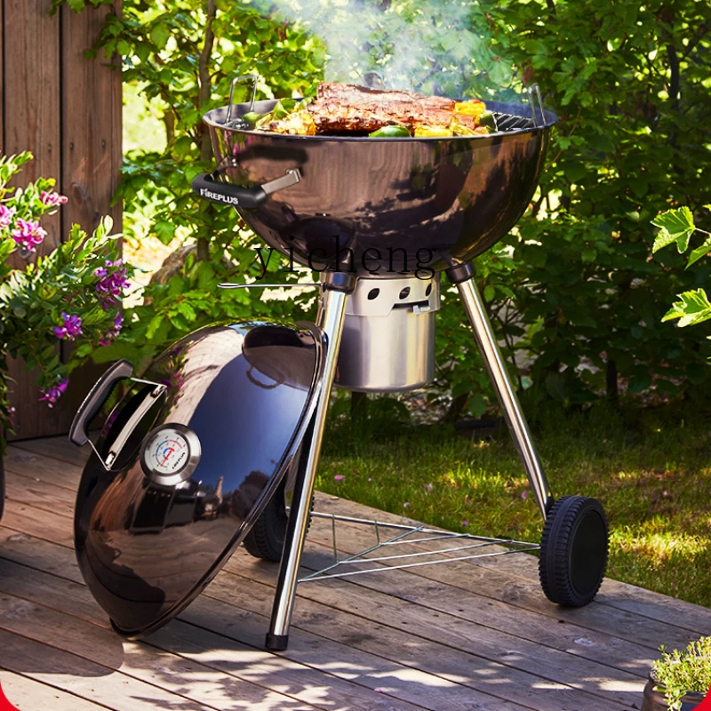 Barbecue Oven Home Villa Outdoor round Apple Braised Oven Bbq Courtyard Charcoal Outdoor Carbon Barbecue Grill