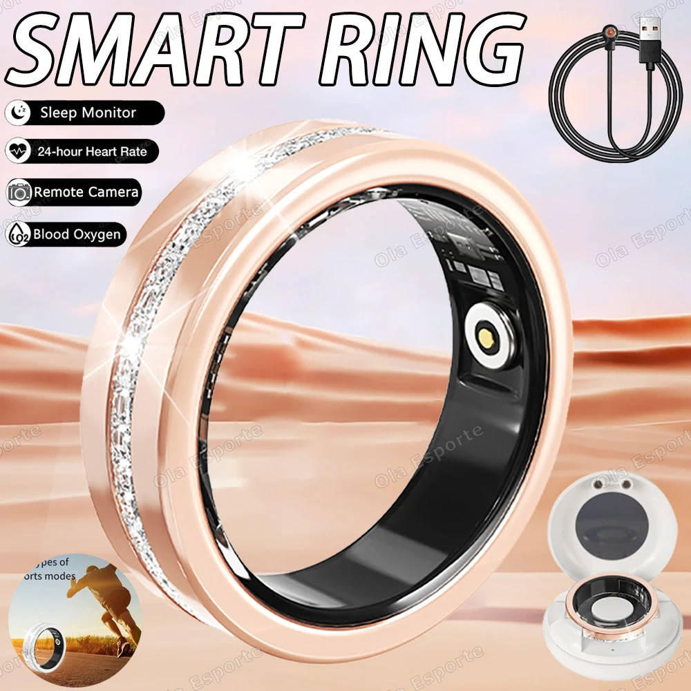 Diamond Fashion Vrouwen Smart Ring Met Doos IP68 Waterdichte Dame ring Hartslag Gezondheid Monitor Sport Stappenteller Fitness Ringen Nieuw