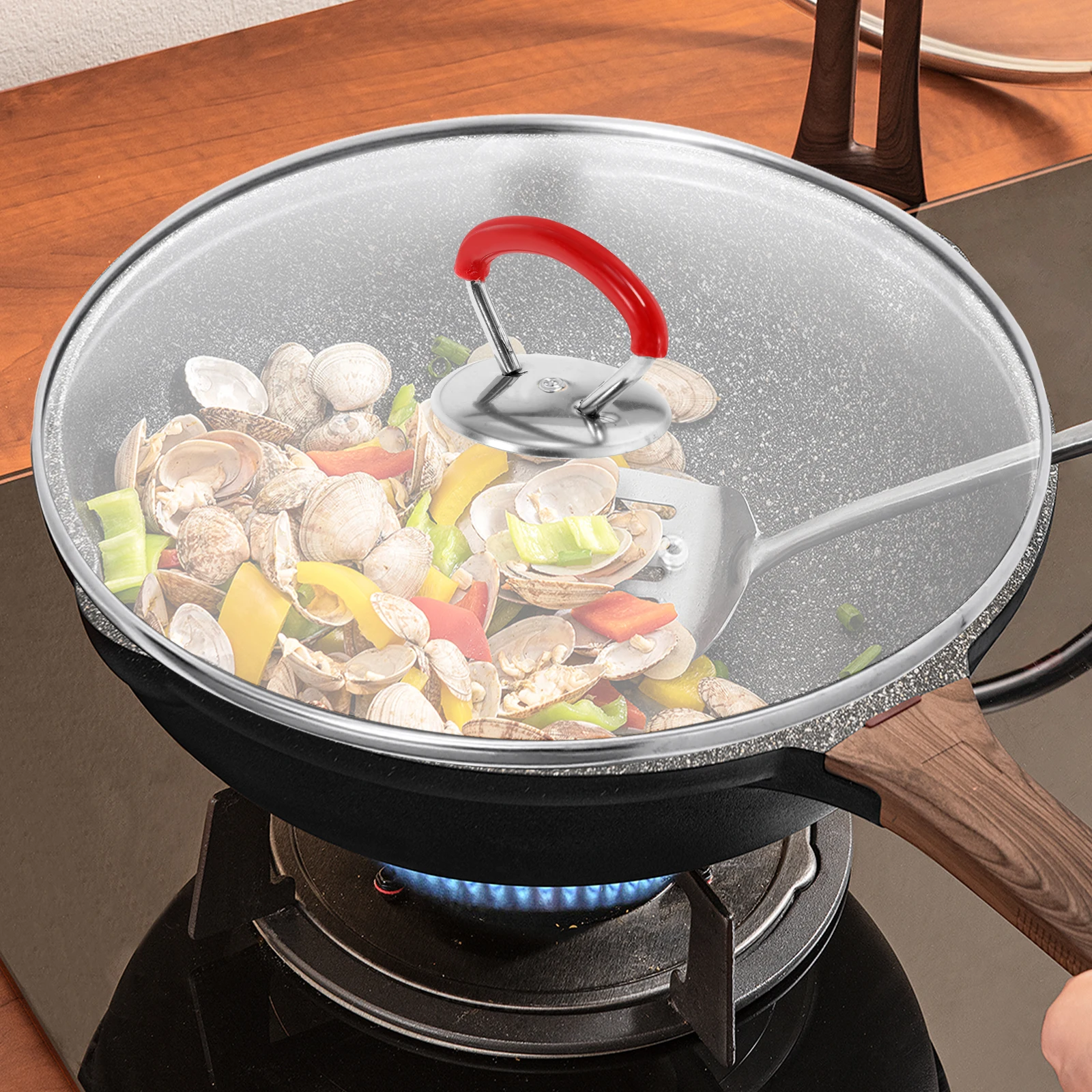 

2Pcs Universal Pot Lid Handle Thickened Plastic Stainless Steel Anti-Scald Replaceable Knob for Glass Cookware Compact