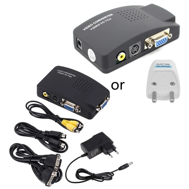 LX0B Composite AV S-Video to VGA Converter Box Makes Picture Clearer Stable Advanced Digital for Image Processing Technology