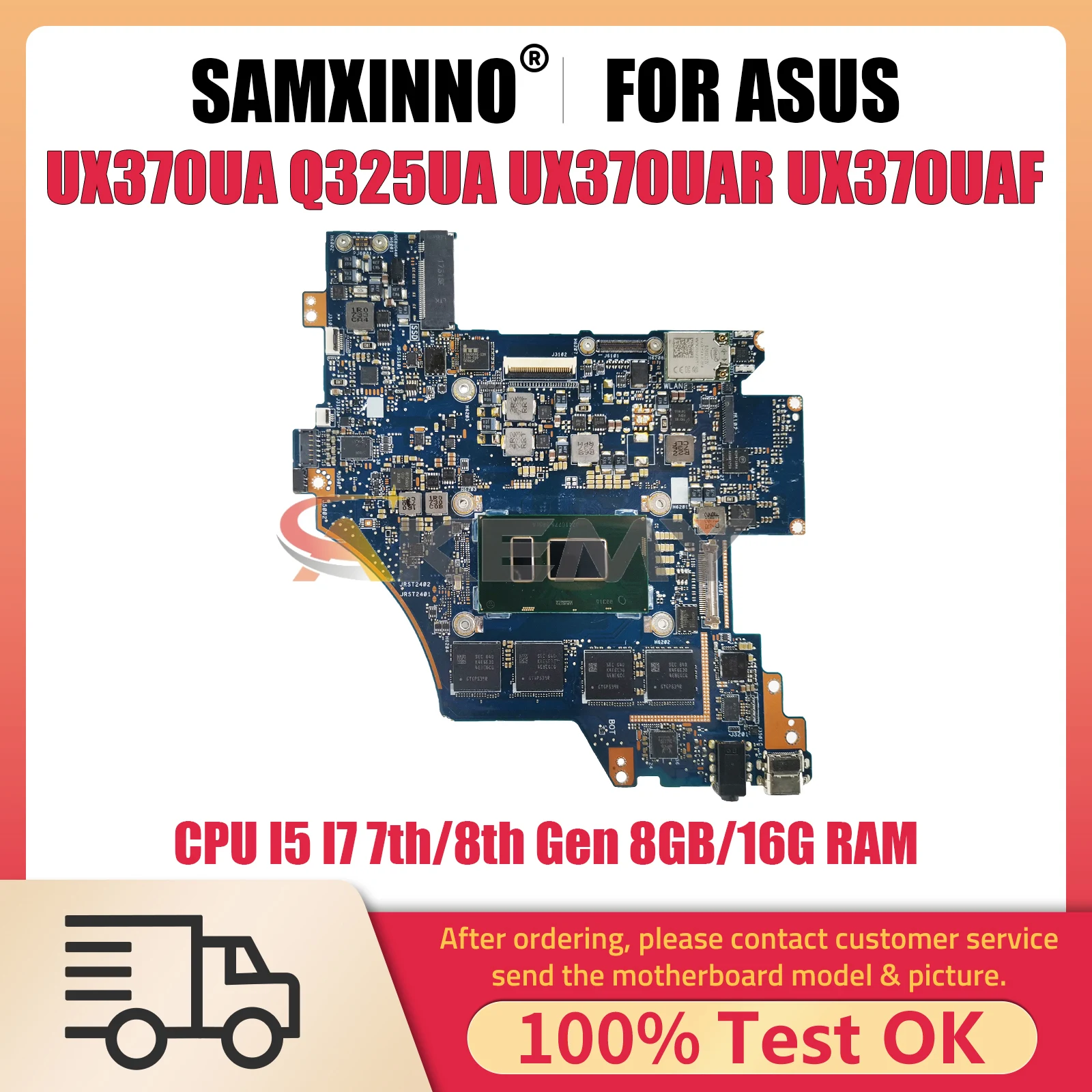 

UX370UA Mainboard For ASUS Q325UA Q325UAR UX370UAF UX370UAR UX370U Laptop Motherboard CPU I5 I7 7th 8th Gen 8GB 16G RAM