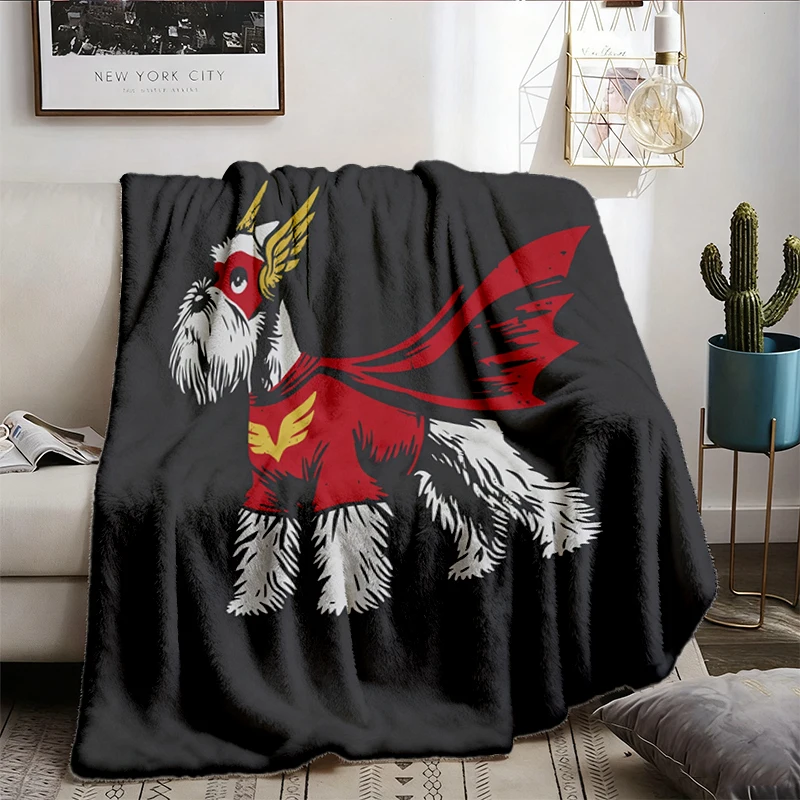 Miniature Schnauzer Superhero Warm Blanket - Funny Schnauzer Soft Blanket for Comic Fans