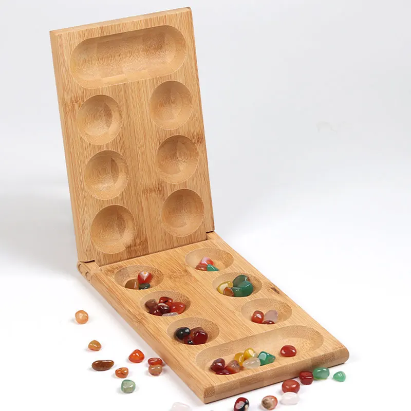 

Складная настольная игра Mancala Riverstones и Bamboo — забавная классическая настольная игра с деревянной доской для взрослых и детей
