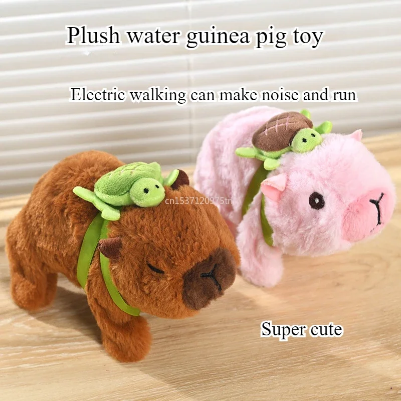 Kawaii Simulation Electric Plush Pull String Capybara Doll Toy Will Walking and Bark Electric Pet Baby Toddler Interactive Toys