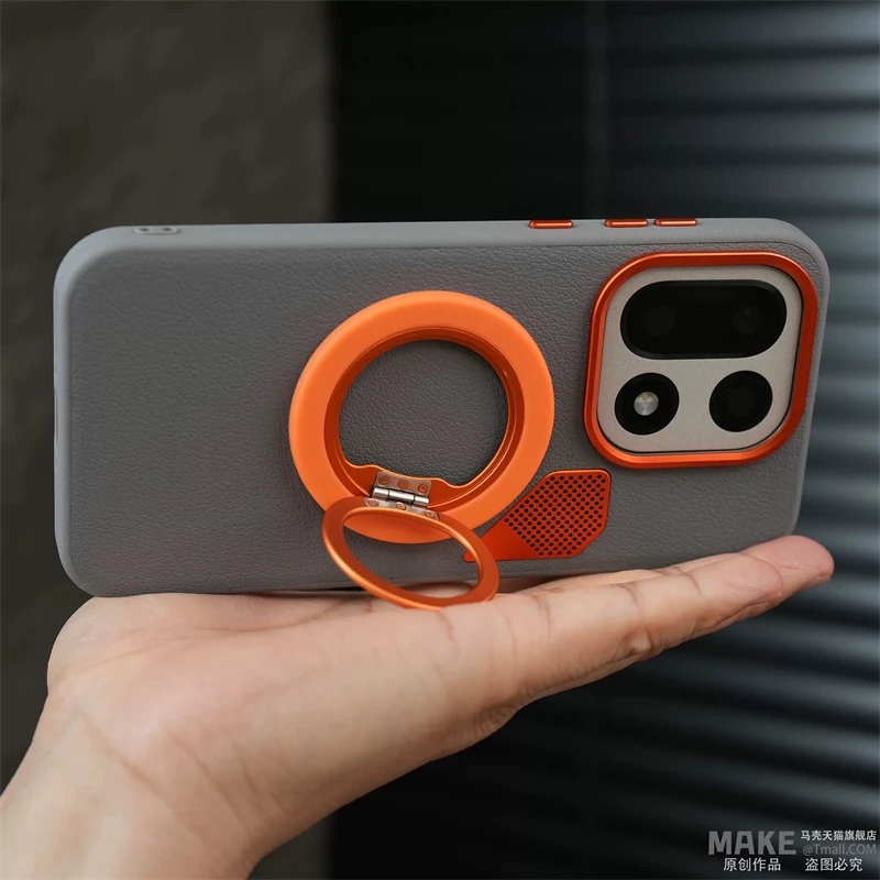 For OnePlus 15 Case Magnetic MagSafe Luxury Silicone Leather Holder Ring Back Cover For OnePlus15 5G One Plus 15 Cooling Bumper