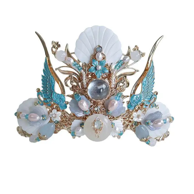 Clear Moon Herten Zeemeermin Haaraccessoires Oceaanstijl Haarkroon Voorhoofd Ornament Oorbellen Fiesta Carnaval Halloween Cos Cosplay