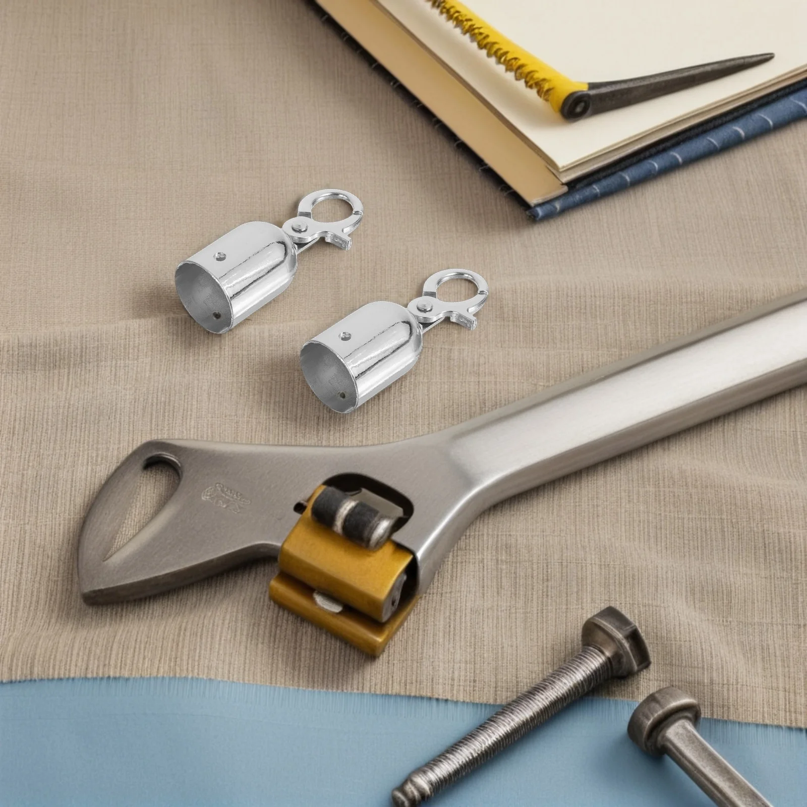 

12pcs Isolation Barrier Accessories: Alloy Snap Hook Rope End Caps Cord Stopper For Crowd Control Stanchions Metal Rope