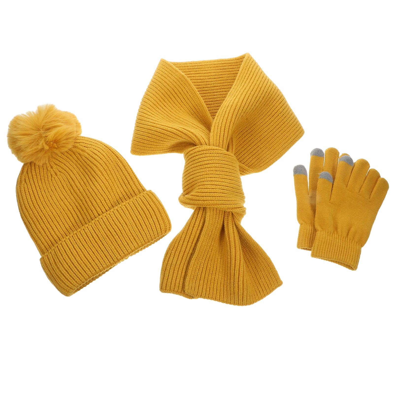 

1Set Touchscreen Gloves Winter Hat Scarf Warm Costume Set Women Outdoor Riding Warm Winter Gloves Hats for Women
