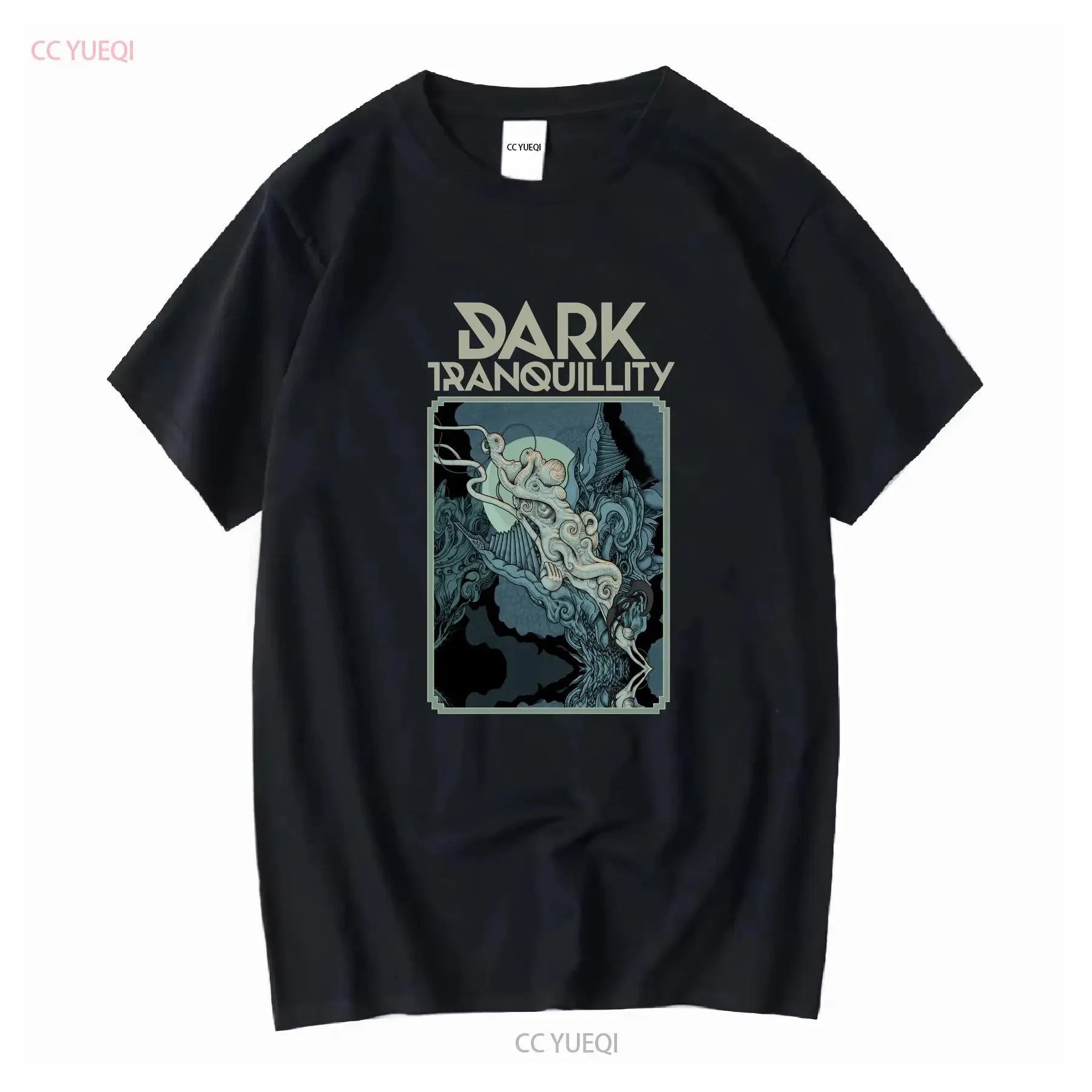 DARK TRANQUILLITY t-shirt coton noir taille S à 5XL MD1129 vintage lavé graphique confortable étiré élégant polyvalent