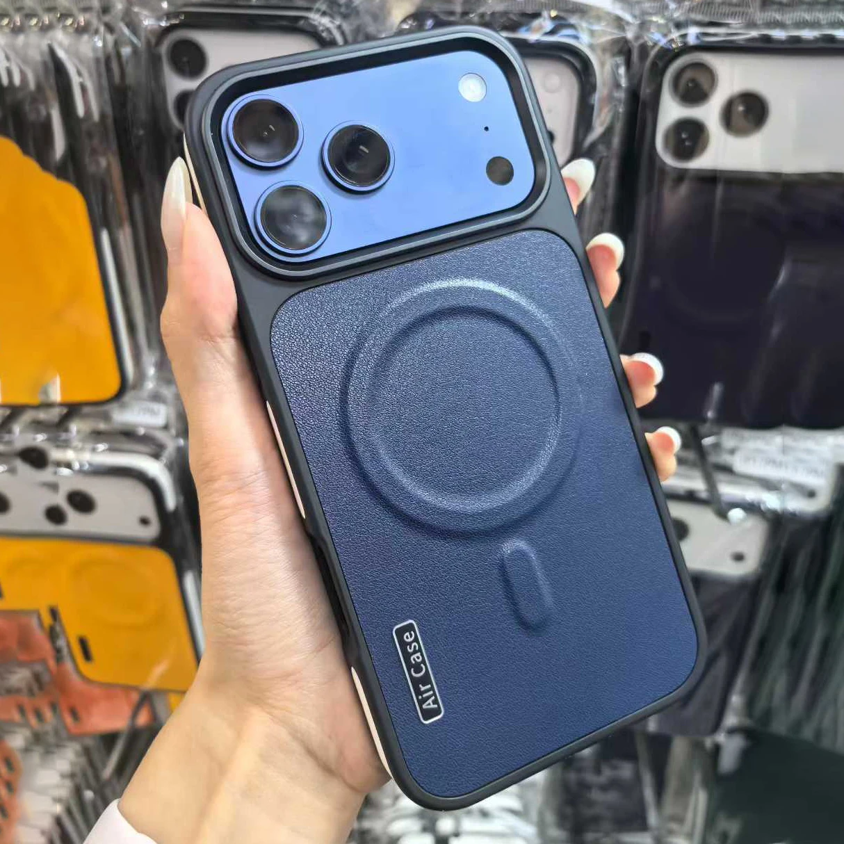 Luxury Leather For Magsafe Case For iPhone 17 ProMax 16 15 14 13 12 Pro Max Air Lens Collision Protect Magnetic Shockproof Cover