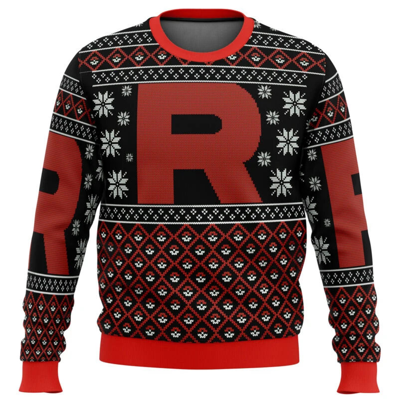 Pocket Monster Ugly Team Rocket New Year Christmas Sweater Gift Santa Claus Pullover Męska bluza 3D Odzież jesienno-zimowa