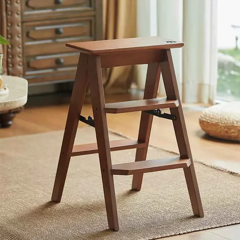 #k for Mid-Century Modern Wooden Step Stool, Convertible Ladder Stool
