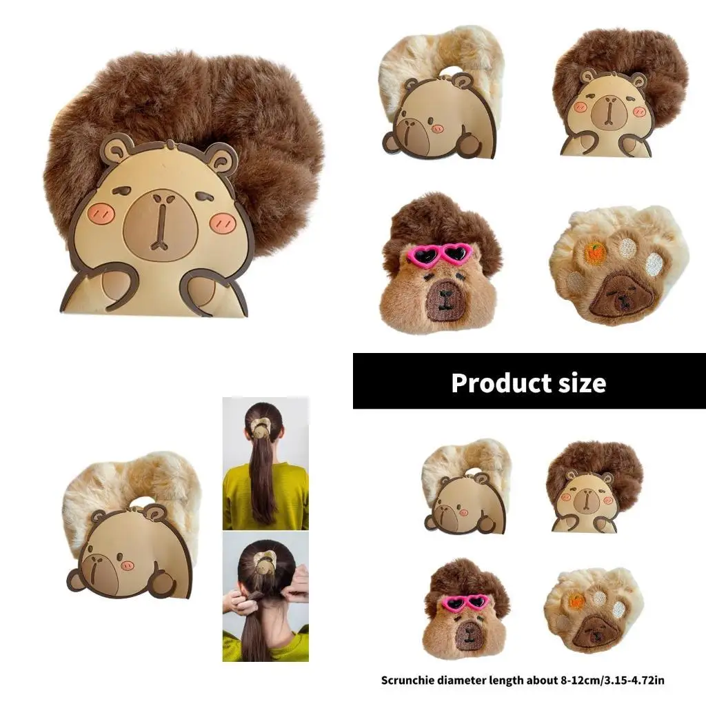 

39BD Girl Capybara Hair Tie Capybara Furry Scrunchies Headwear Fun Cartoon Animal