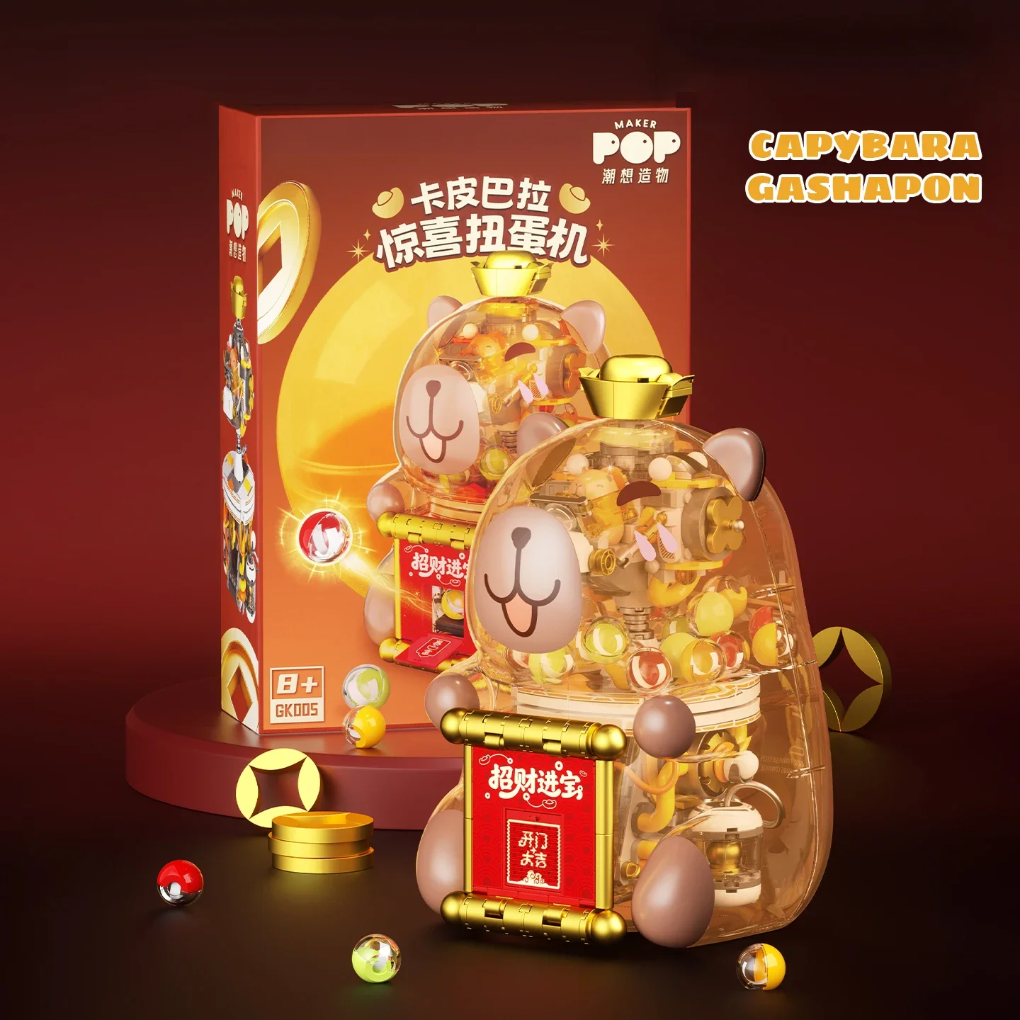 Capybara Surprise Capsule Toy Gacha Machine Building Blocks Desktop Ornaments Kids Assembly Educational DIY Toys Holiday Gifts