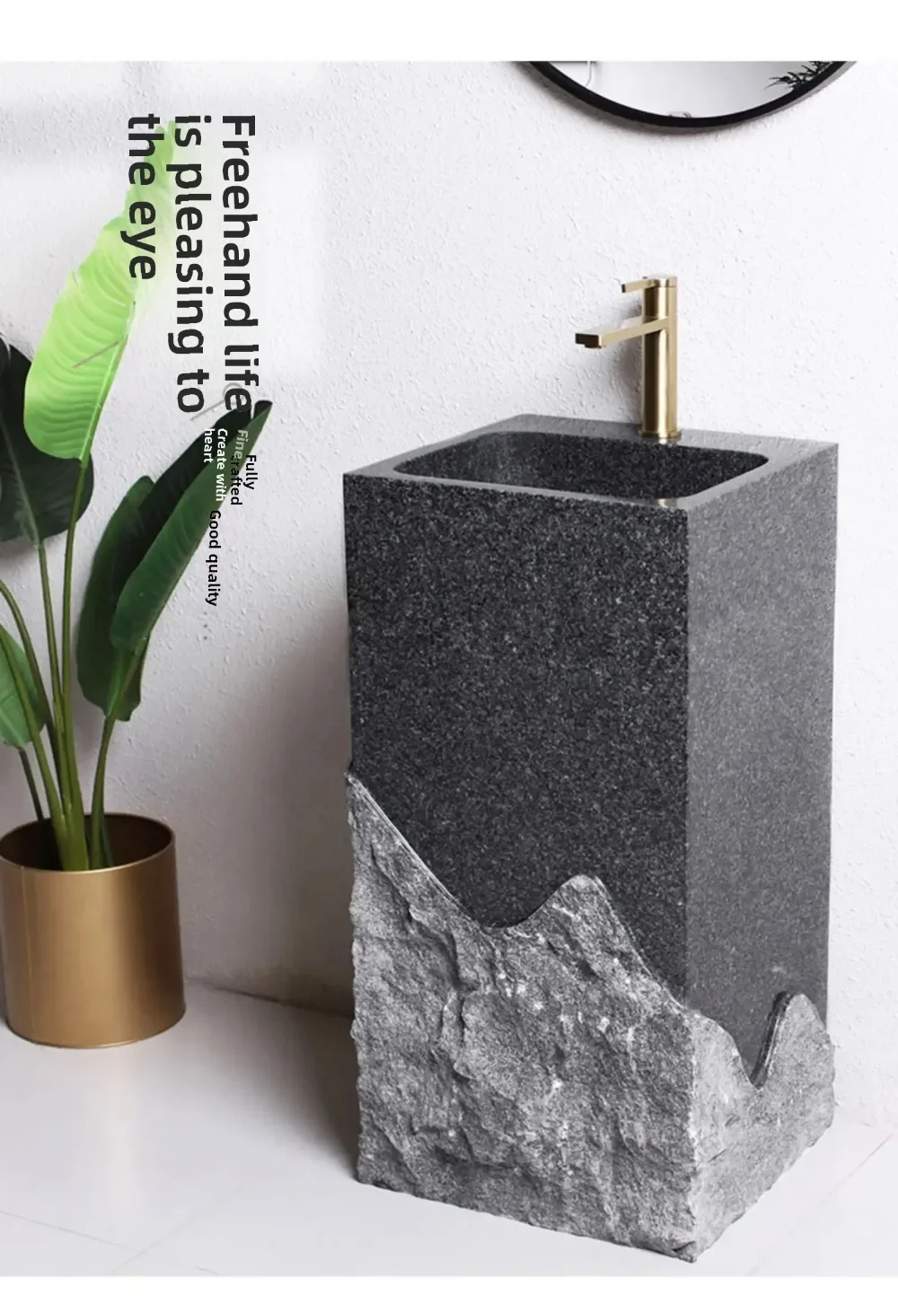 

Whole Stone Column Basin, Outdoor Courtyard, Floor Standing, Light Luxury Washbasin, Household Balcony, Stone Sink GN897TB