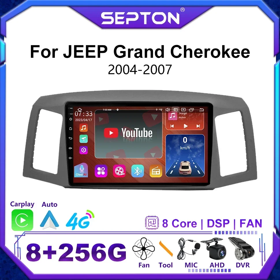 

SEPTON Android 12 Car Radio for JEEP Grand Cherokee 2004-2007 Multimedia 4G WIFI Video Player Carplay Auto Stereo GPS Navigation